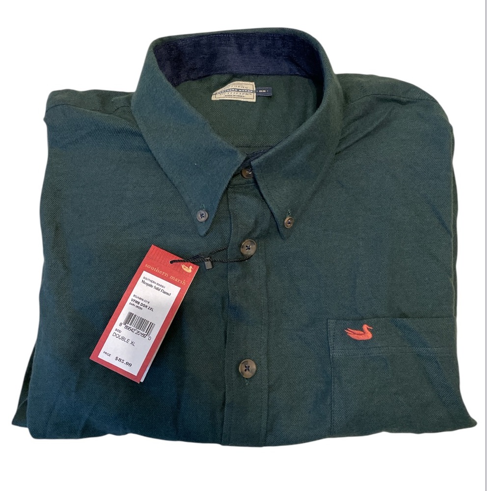 Men's Southern Marsh Mesquite Solid Flannel Green 2XL NWT
